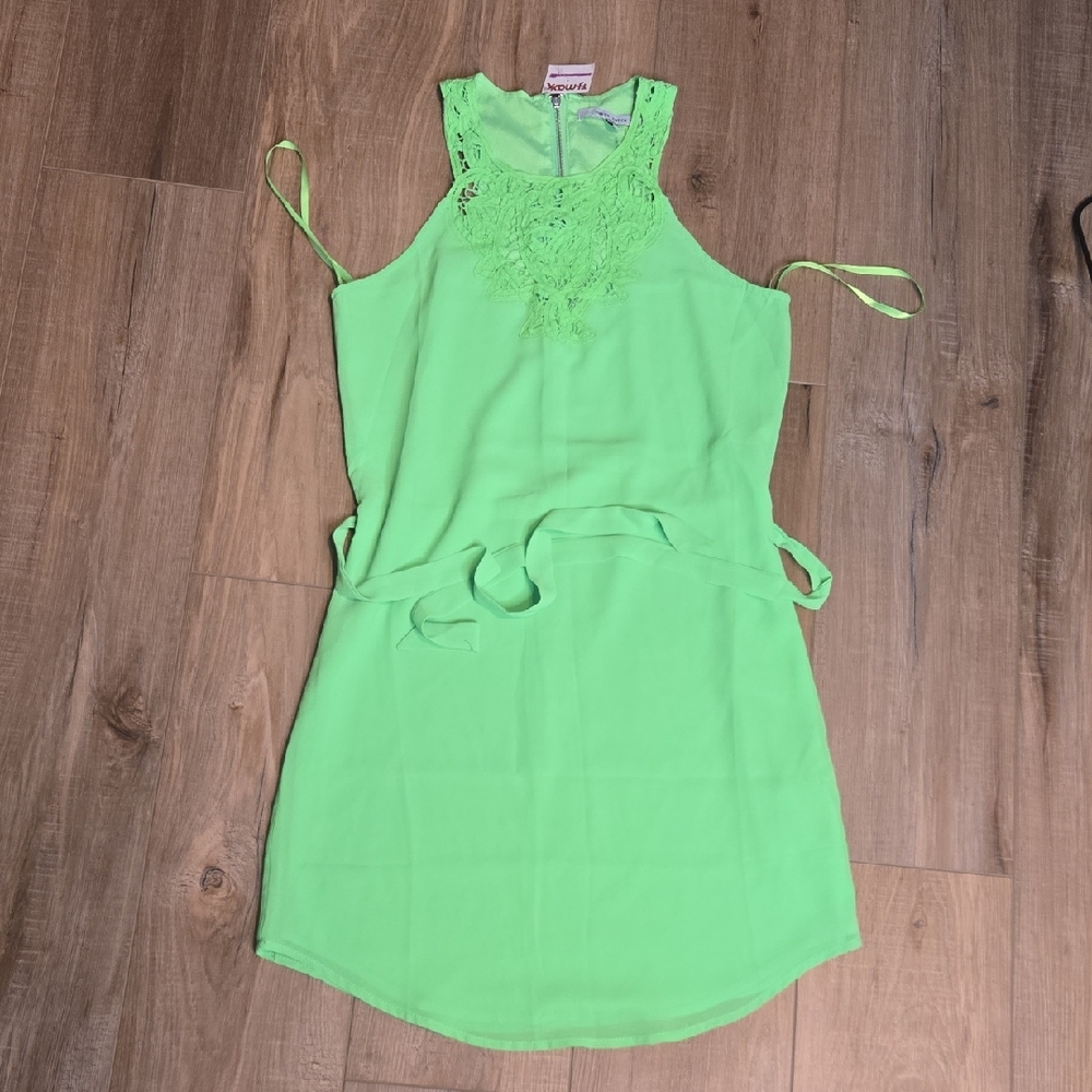 Naked Zebra Neon Lime Crochet Detail Dress